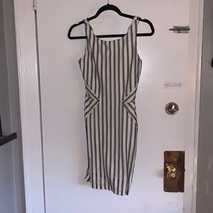 Black (fish net) & White Striped Dress